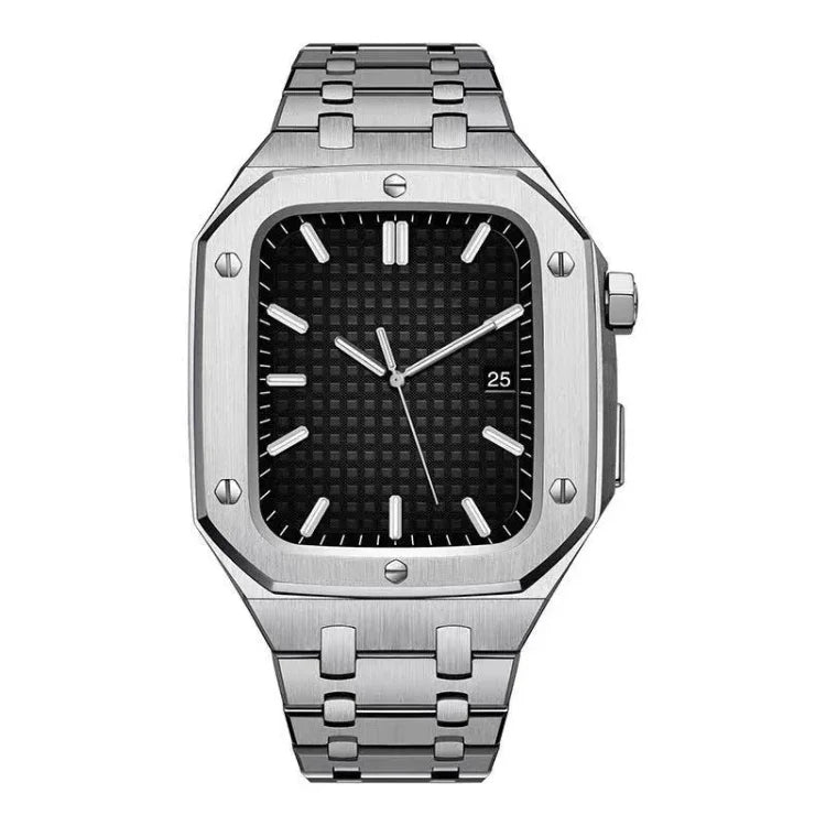 Bracelet de montre en métal et chêne intégré + boîtier de montre pour Apple Watch Series, pour Apple Watch Series 6&SE&5&4 44mm