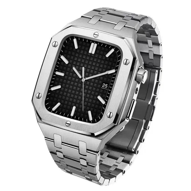 Bracelet de montre en métal et chêne intégré + boîtier de montre pour Apple Watch Series, pour Apple Watch Series 6&SE&5&4 44mm