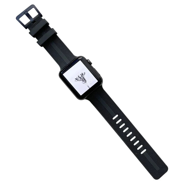 Bracelet de montre en silicone fileté pour Apple Watch Series, 7 41 mm / 6&SE&5&4 40 mm / 3&2&1 38 mm, 7 45 mm / 6&SE&5&4 44 mm / 3&2&1 42 mm