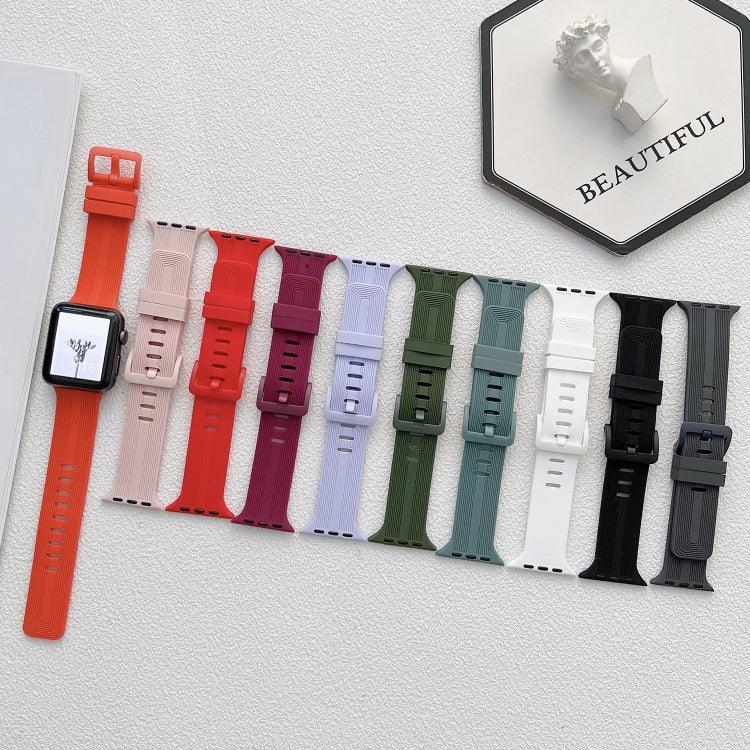 Bracelet de montre en silicone fileté pour Apple Watch Series, 7 41 mm / 6&SE&5&4 40 mm / 3&2&1 38 mm, 7 45 mm / 6&SE&5&4 44 mm / 3&2&1 42 mm