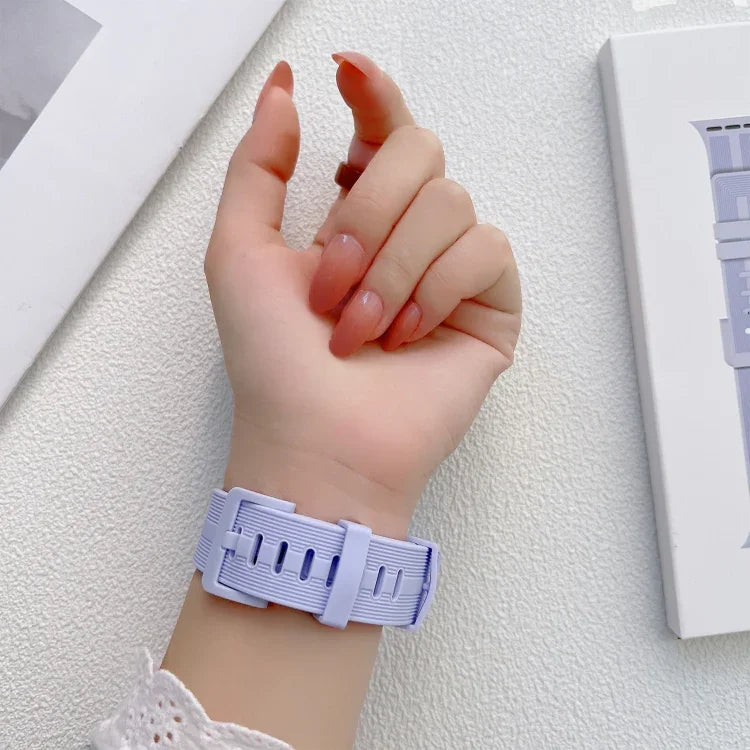 Bracelet de montre en silicone fileté pour Apple Watch Series, 7 41 mm / 6&SE&5&4 40 mm / 3&2&1 38 mm, 7 45 mm / 6&SE&5&4 44 mm / 3&2&1 42 mm