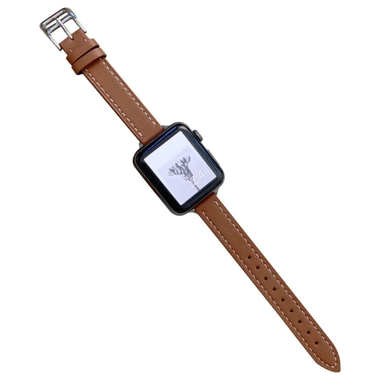 Bracelet de montre en cuir uni pour Apple Watch Series, 7 41mm / 6&SE&5&4 40mm / 3&2&1 38mm, 7 45mm / 6&SE&5&4 44mm / 3&2&1 42mm