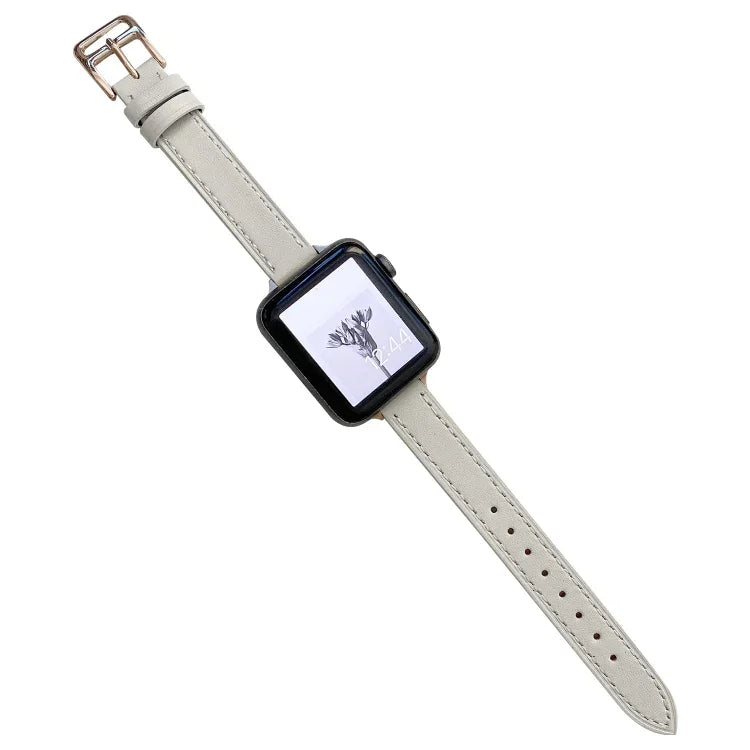 Bracelet de montre en cuir uni pour Apple Watch Series, 7 41mm / 6&SE&5&4 40mm / 3&2&1 38mm, 7 45mm / 6&SE&5&4 44mm / 3&2&1 42mm