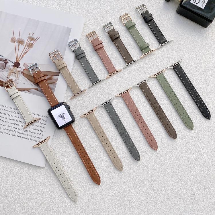Bracelet de montre en cuir uni pour Apple Watch Series, 7 41mm / 6&SE&5&4 40mm / 3&2&1 38mm, 7 45mm / 6&SE&5&4 44mm / 3&2&1 42mm