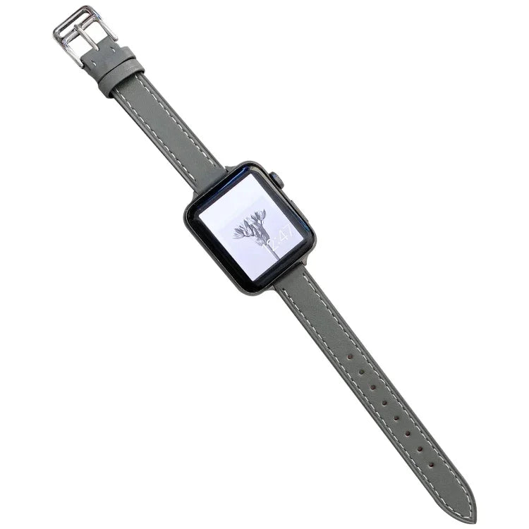 Bracelet de montre en cuir uni pour Apple Watch Series, 7 41mm / 6&SE&5&4 40mm / 3&2&1 38mm, 7 45mm / 6&SE&5&4 44mm / 3&2&1 42mm