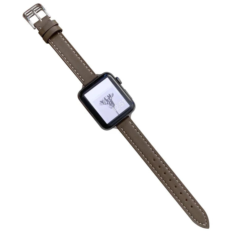 Bracelet de montre en cuir uni pour Apple Watch Series, 7 41mm / 6&SE&5&4 40mm / 3&2&1 38mm, 7 45mm / 6&SE&5&4 44mm / 3&2&1 42mm