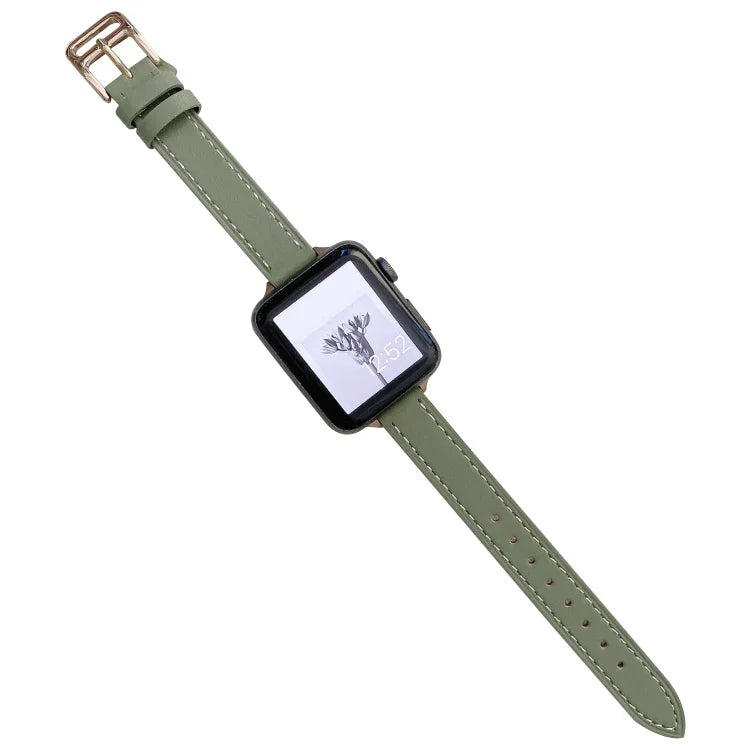 Bracelet de montre en cuir uni pour Apple Watch Series, 7 41mm / 6&SE&5&4 40mm / 3&2&1 38mm, 7 45mm / 6&SE&5&4 44mm / 3&2&1 42mm