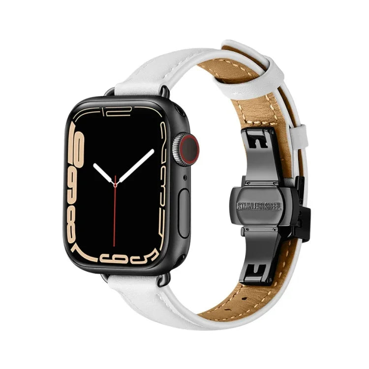 Bracelet de montre amincissant à boucle papillon pour Apple Watch Series, 7 41 mm / 6&SE&5&4 40 mm / 3&2&1 38 mm