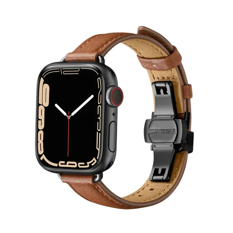 Bracelet de montre amincissant à boucle papillon pour Apple Watch Series, 7 41 mm / 6&SE&5&4 40 mm / 3&2&1 38 mm