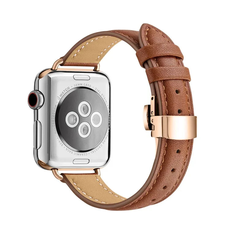 Bracelet de montre amincissant à boucle papillon pour Apple Watch Series, 7 41 mm / 6&SE&5&4 40 mm / 3&2&1 38 mm