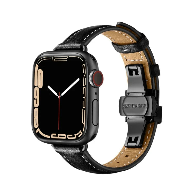 Bracelet de montre amincissant à boucle papillon pour Apple Watch Series, 7 41 mm / 6&SE&5&4 40 mm / 3&2&1 38 mm
