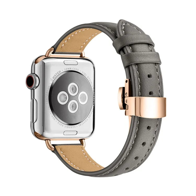 Bracelet de montre amincissant à boucle papillon pour Apple Watch Series, 7 41 mm / 6&SE&5&4 40 mm / 3&2&1 38 mm