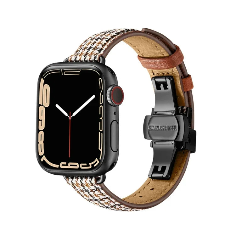 Bracelet de montre amincissant à boucle papillon pour Apple Watch Series, 7 41 mm / 6&SE&5&4 40 mm / 3&2&1 38 mm
