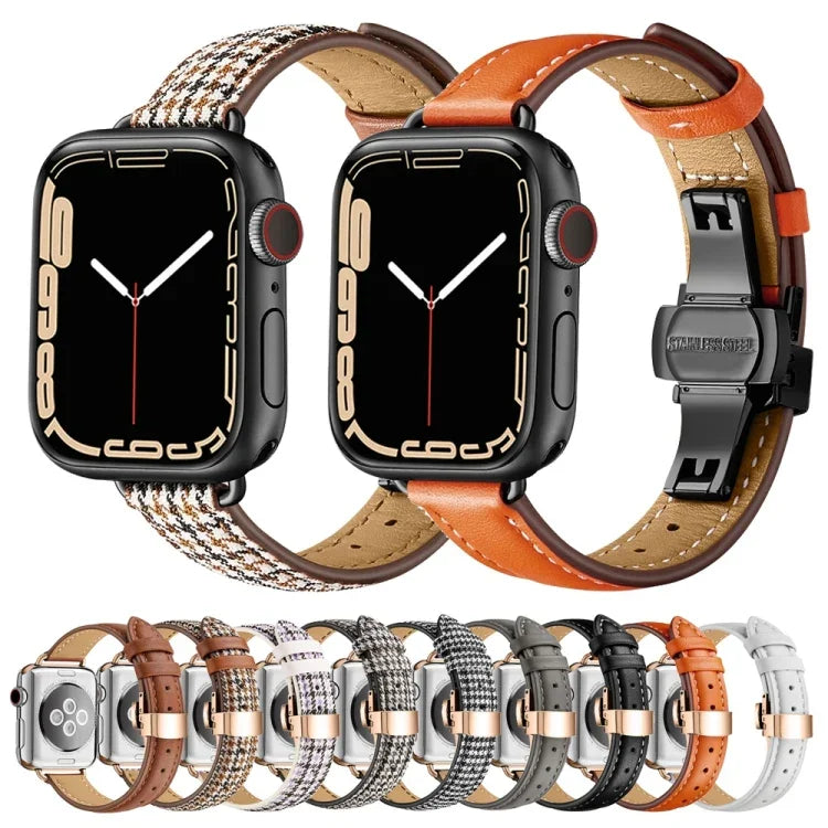 Bracelet de montre amincissant à boucle papillon pour Apple Watch Series, 7 41 mm / 6&SE&5&4 40 mm / 3&2&1 38 mm