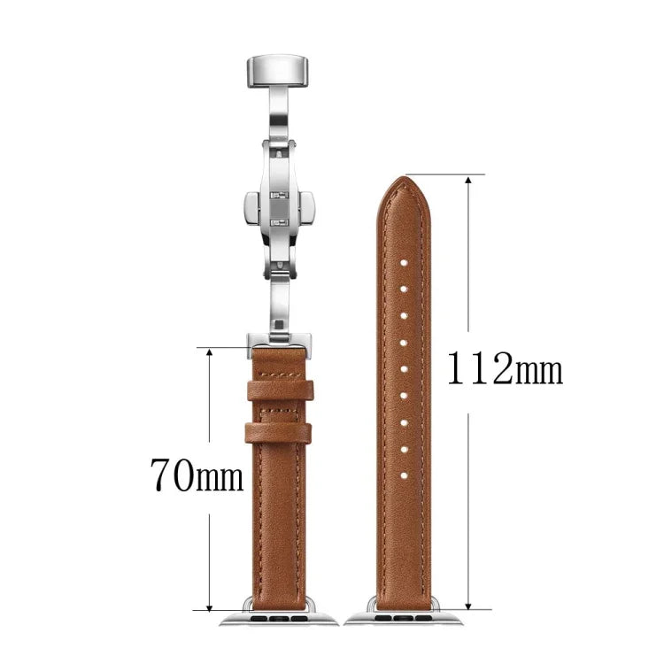 Bracelet de montre amincissant à boucle papillon pour Apple Watch Series, 7 41 mm / 6&SE&5&4 40 mm / 3&2&1 38 mm