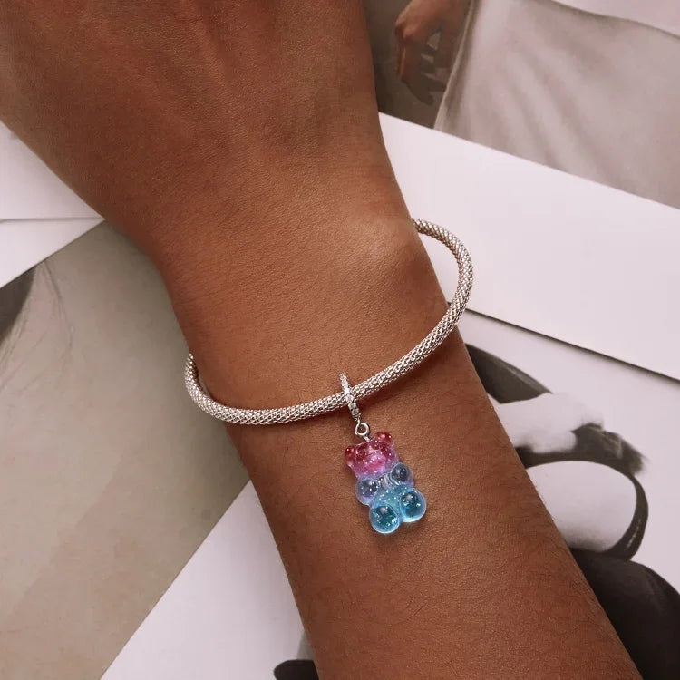 S925 Argent Sterling Ours Sucré Pendentif DIY Bracelet Collier Accessoires, Ours Sucré