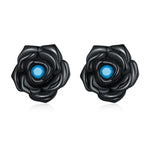 Boucles d'oreilles clous femme en argent sterling S925, roses noires, Roses noires