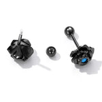 Boucles d'oreilles clous femme en argent sterling S925, roses noires, Roses noires