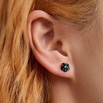 Boucles d'oreilles clous femme en argent sterling S925, roses noires, Roses noires