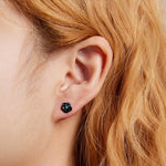 Boucles d'oreilles clous femme en argent sterling S925, roses noires, Roses noires