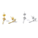 Boucles d'oreilles clous en argent sterling S925 pour femmes, brillant (argent)