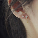 Boucles d'oreilles clous en argent sterling S925 pour femmes, brillant (argent)