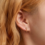 Boucles d'oreilles clous en argent sterling S925 pour femmes, brillant (argent)