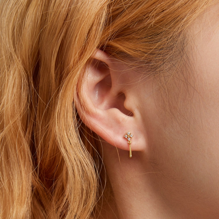 Boucles d'oreilles clous en argent sterling S925 pour femmes, brillant (argent)