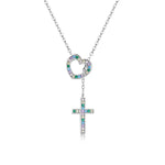 Bijoux pour femmes, collier cœur croix en argent sterling S925, cœur croix