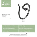 Bague femme serpent mystérieux en argent sterling S925, serpent mystérieux