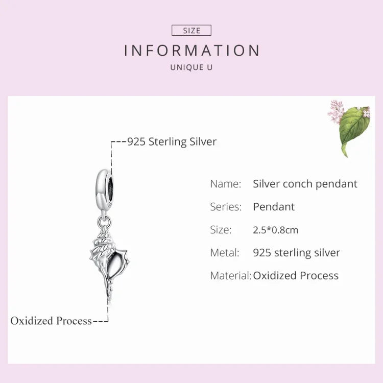 Pendentif conque en argent sterling S925, accessoires de bracelet et collier à faire soi-même, conque