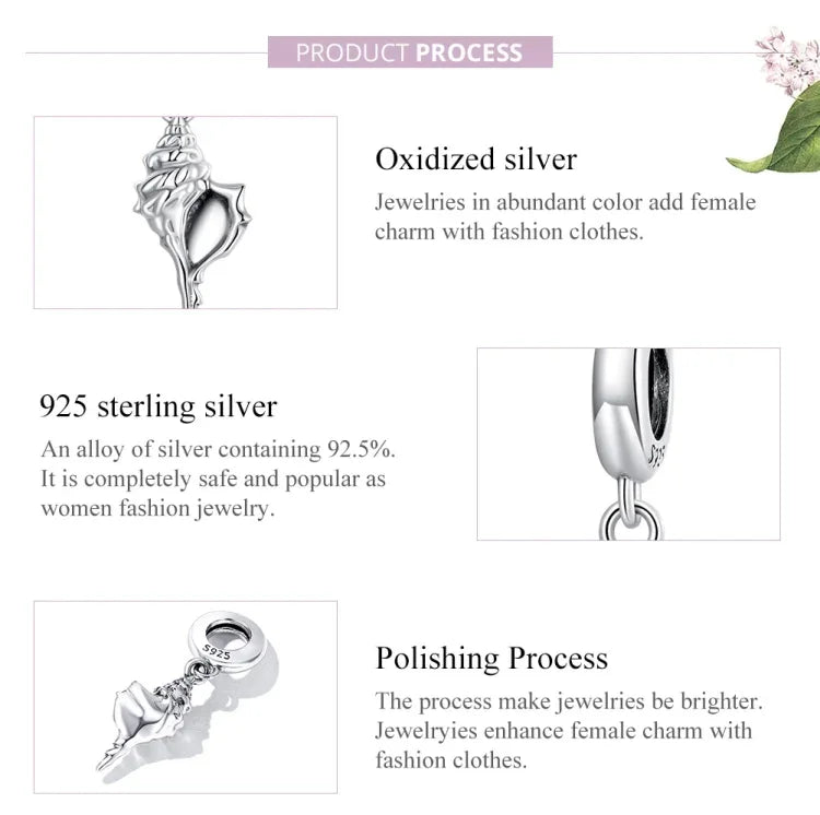 Pendentif conque en argent sterling S925, accessoires de bracelet et collier à faire soi-même, conque