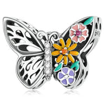 Perles papillon fleur en argent sterling S925, accessoires de collier bracelet DIY, fleur papillon