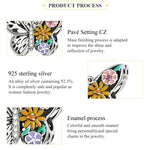 Perles papillon fleur en argent sterling S925, accessoires de collier bracelet DIY, fleur papillon
