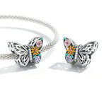 Perles papillon fleur en argent sterling S925, accessoires de collier bracelet DIY, fleur papillon