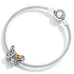 Perles papillon fleur en argent sterling S925, accessoires de collier bracelet DIY, fleur papillon