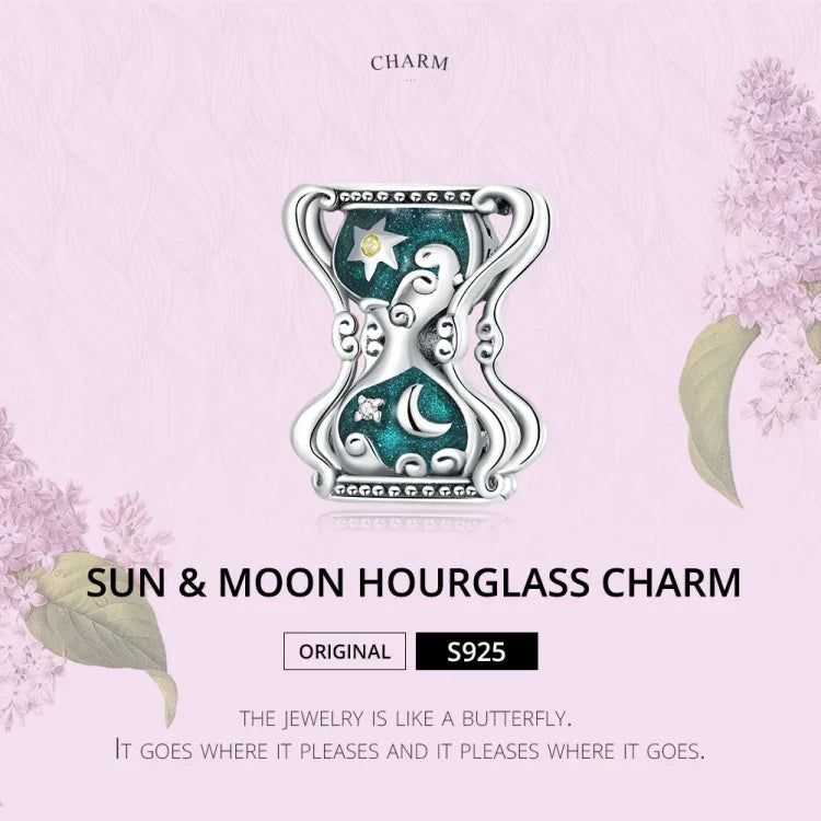 Perles Sablier Soleil Lune en Argent Sterling S925 pour Bracelet et Collier DIY, Sablier Soleil Lune