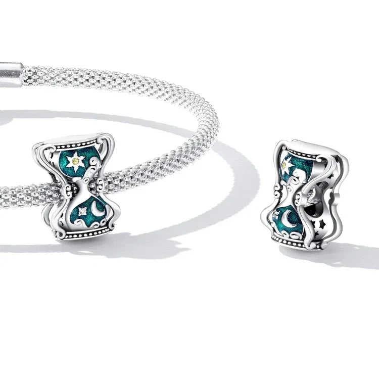 Perles Sablier Soleil Lune en Argent Sterling S925 pour Bracelet et Collier DIY, Sablier Soleil Lune
