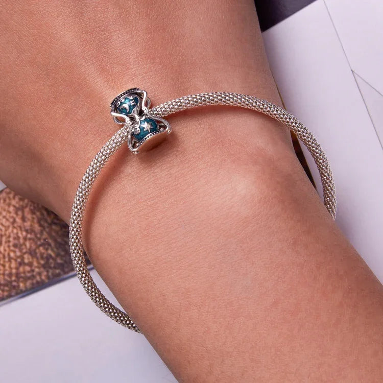 Perles Sablier Soleil Lune en Argent Sterling S925 pour Bracelet et Collier DIY, Sablier Soleil Lune