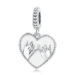 Pendentif Cœur Main dans la Main en Argent Sterling S925, Accessoires de Collier Bracelet DIY, Main dans la Main