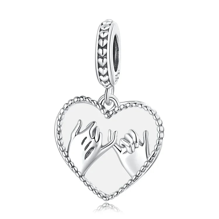 Pendentif Cœur Main dans la Main en Argent Sterling S925, Accessoires de Collier Bracelet DIY, Main dans la Main