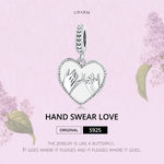 Pendentif Cœur Main dans la Main en Argent Sterling S925, Accessoires de Collier Bracelet DIY, Main dans la Main