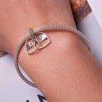 Pendentif Cœur Main dans la Main en Argent Sterling S925, Accessoires de Collier Bracelet DIY, Main dans la Main