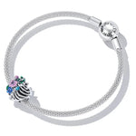Perles de fleur nervurées en argent sterling S925 pour bracelet et collier de bricolage, fleur nervurée en forme de cœur