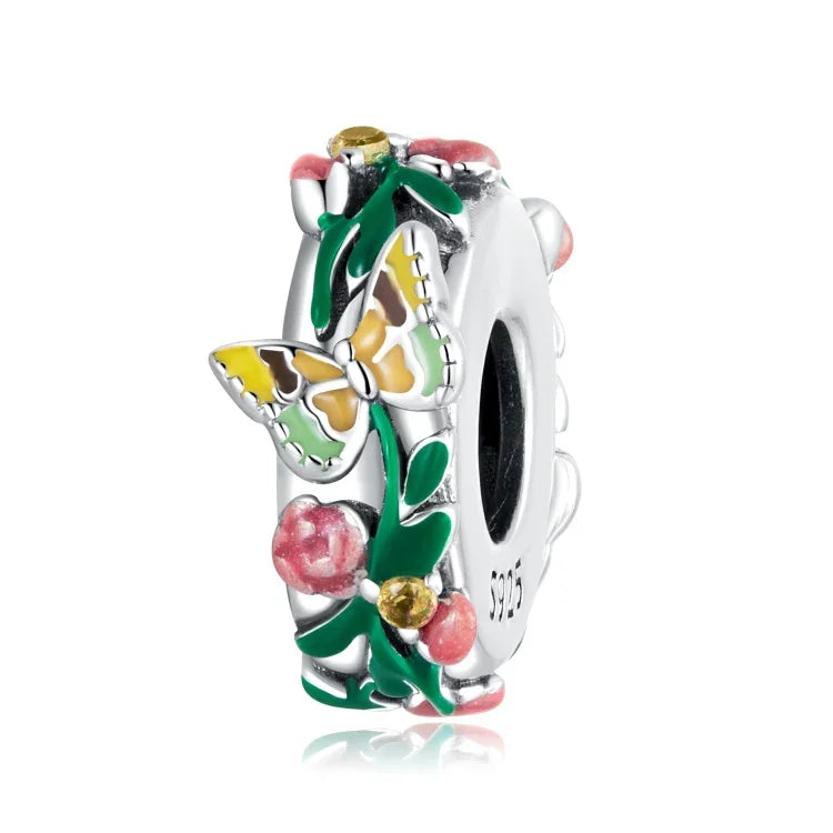 Accessoires pour bracelet et collier DIY en perles papillon et fleurs en argent sterling S925, Papillon Fleur