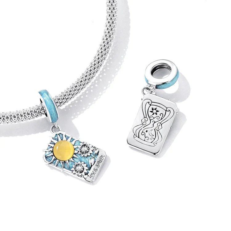 S925 Argent Sterling Tarot Soleil Pendentif DIY Bracelet Collier Accessoires, Tarot Soleil