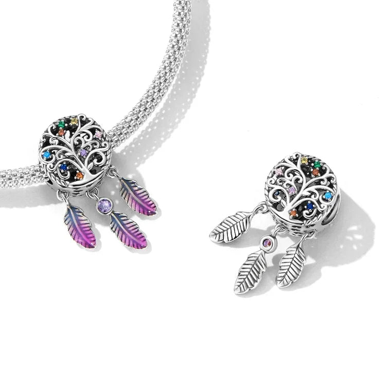 Breloques attrape-rêves Arbre de Vie en Argent Sterling S925, accessoires pour bracelet et collier, attrape-rêves Arbre de Vie