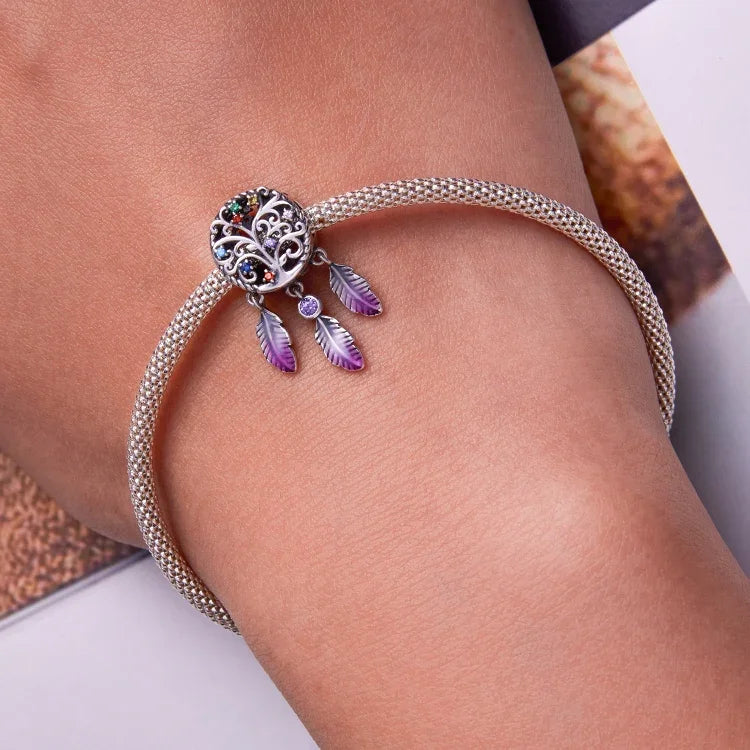 Breloques attrape-rêves Arbre de Vie en Argent Sterling S925, accessoires pour bracelet et collier, attrape-rêves Arbre de Vie