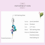 Pendentif perroquet en argent sterling S925, accessoires de collier bracelet DIY, perroquet