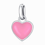 Accessoires de bracelet et de collier à pendentif cœur en argent sterling S925, pendentif cœur (jaune), pendentif cœur (bleu), pendentif cœur (rose), pendentif cœur (violet)